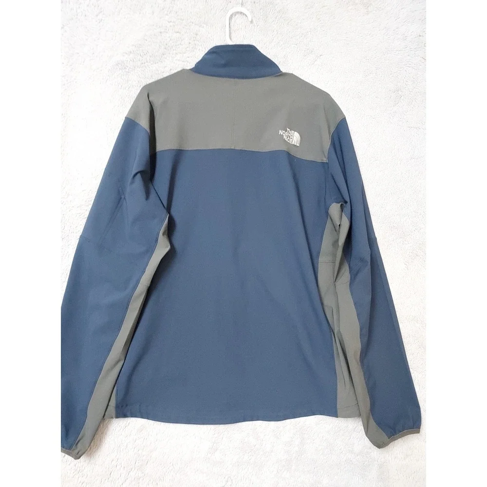 The North Face Jacket Mens Large Apex Softshell Full Zip Blue Gray Outdoor Hike